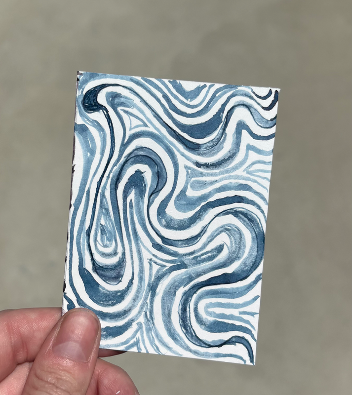 Zen swirls- dusty blue aceo art card