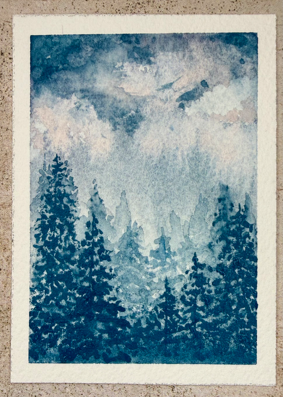 Rayleigh Scattering (and Trees) aceo art card