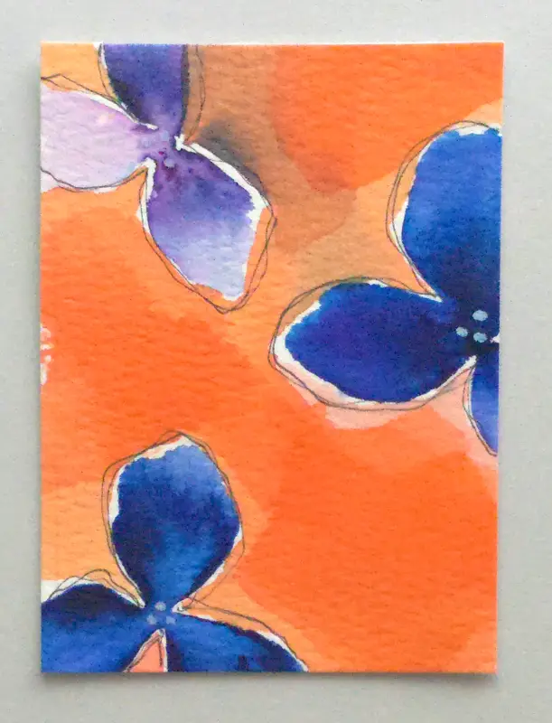 Sapphire Bloom aceo art card