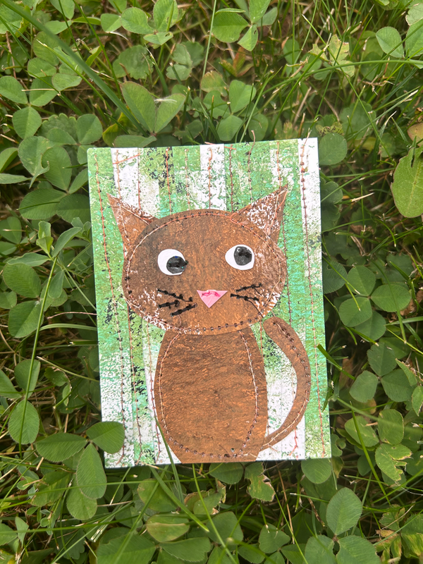 Sweet brown kitty cat aceo art card