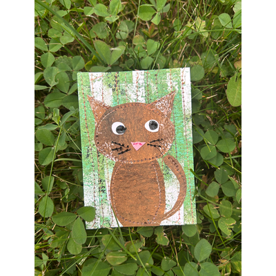 Sweet brown kitty cat aceo art card thumbnail 1
