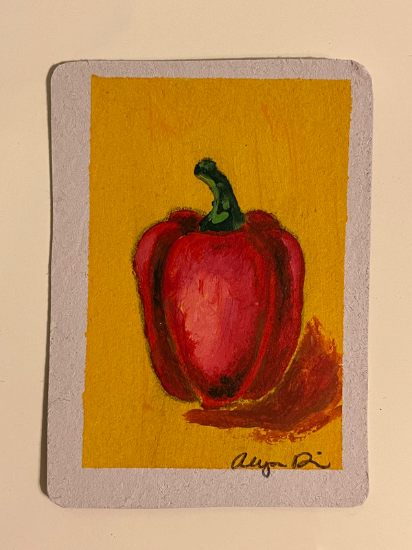 Acrylic red pepper aceo art card