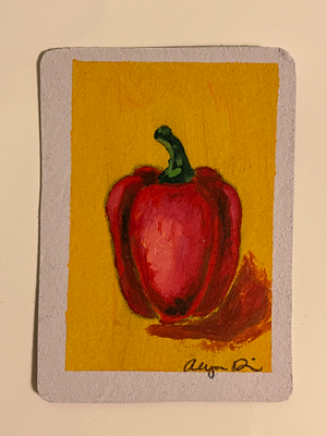 Acrylic red pepper aceo art card thumbnail 1