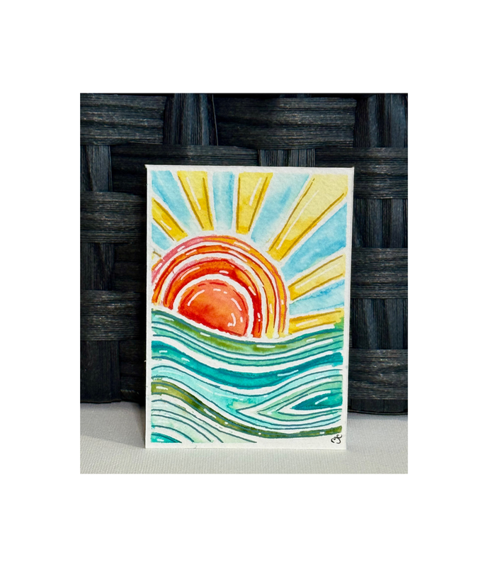 Sunny Shores Sun aceo art card