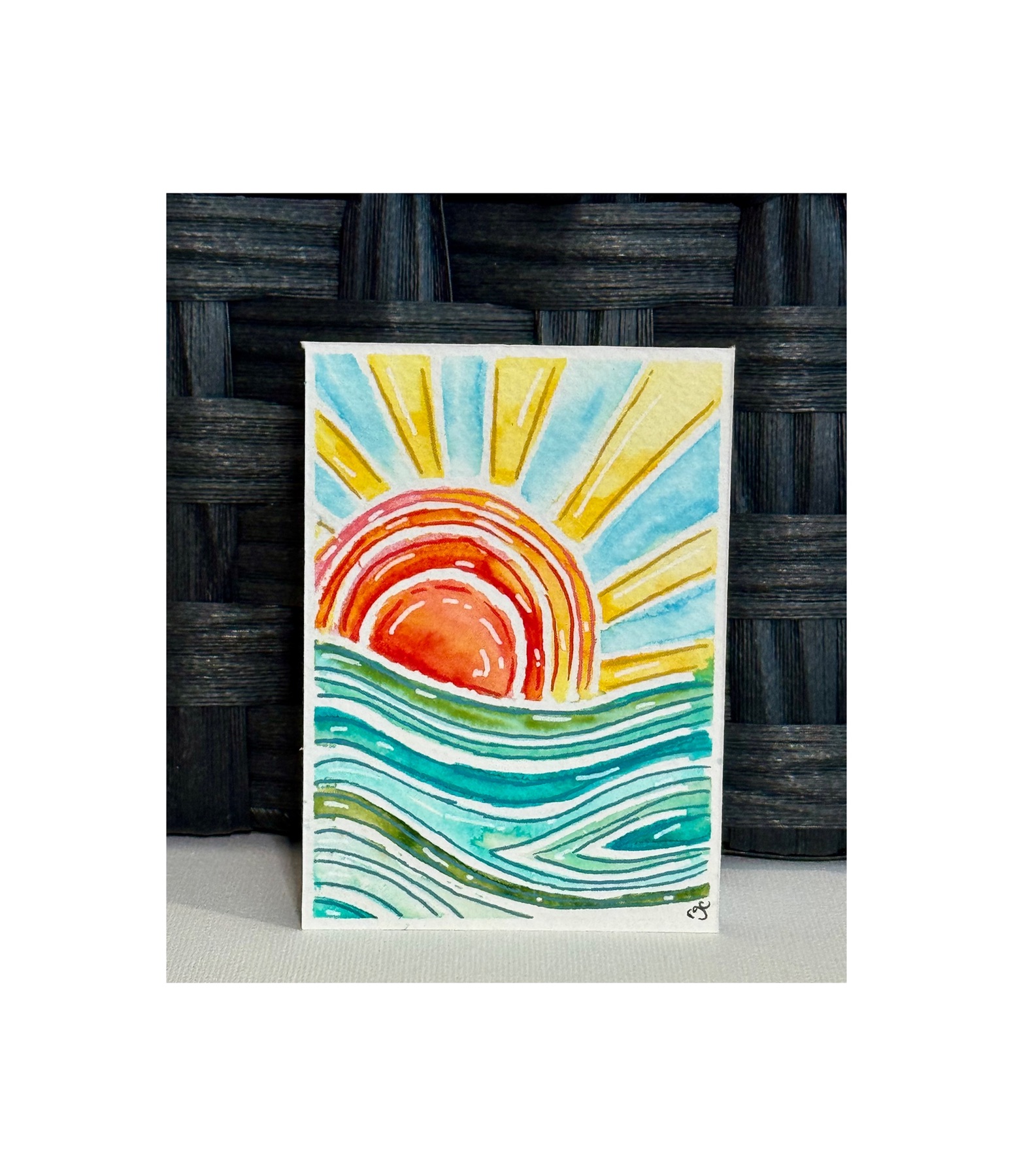 Sunny Shores Sun aceo art card