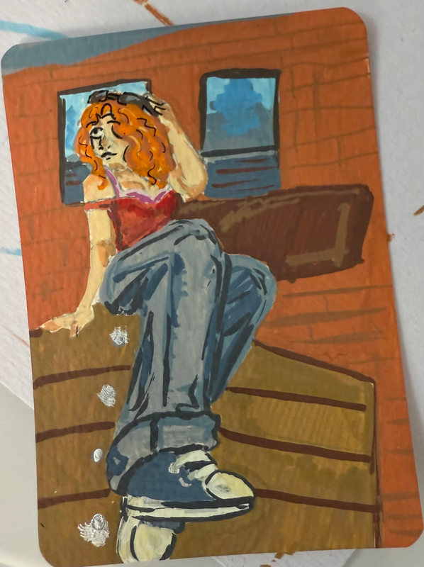 Sitting aceo art card