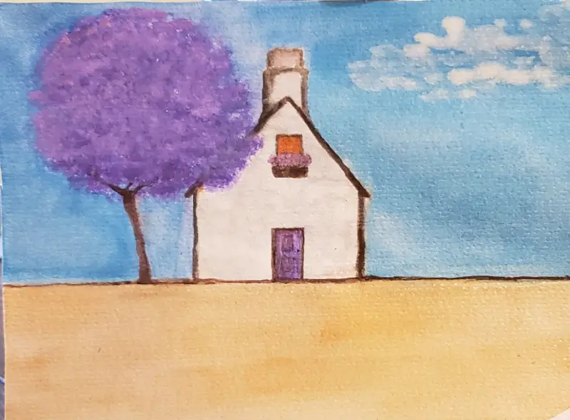 Purple House aceo art card