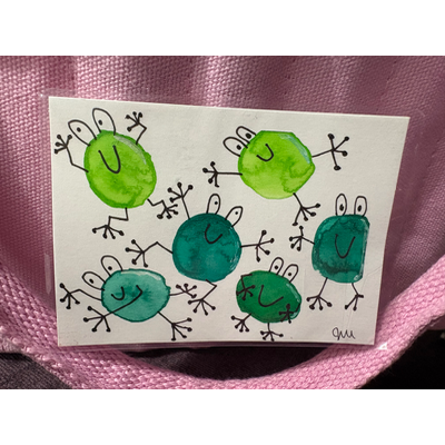 Friendly Frogs aceo art card thumbnail 1