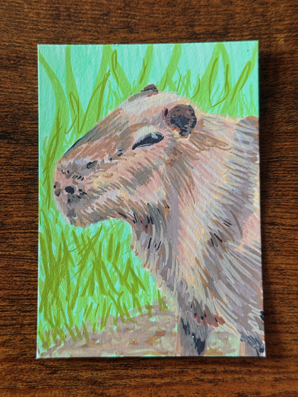 Capybara aceo art card
