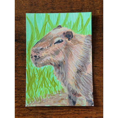 Capybara aceo art card thumbnail 1