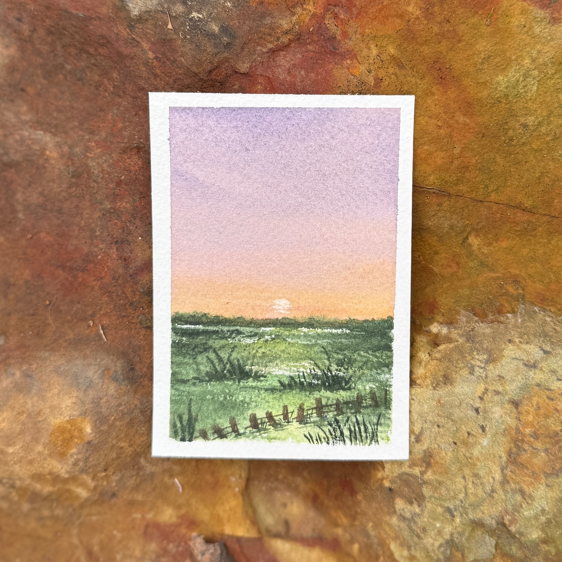 Purple Sunrise aceo art card