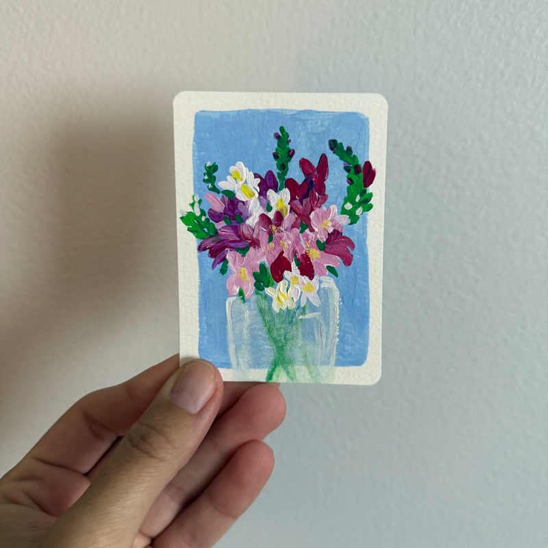 Original Floral ACEO | Summer Stems #2/3 aceo art card
