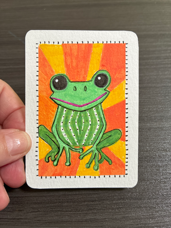 Friendly Frog aceo art card