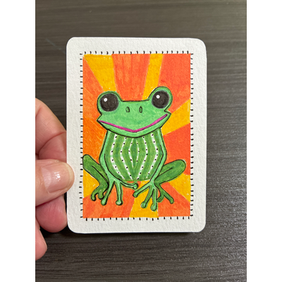 Friendly Frog aceo art card thumbnail 1