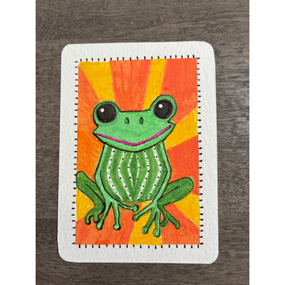 Friendly Frog aceo art card thumbnail 2