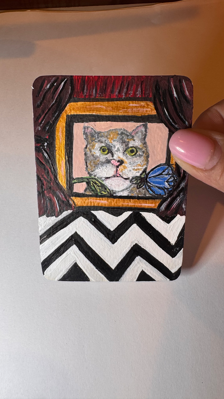 Twin Peak Cat aceo art card