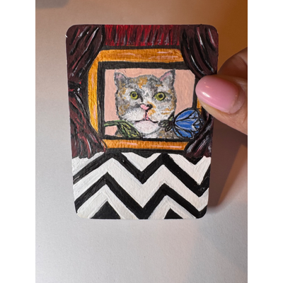 Twin Peak Cat aceo art card thumbnail 1