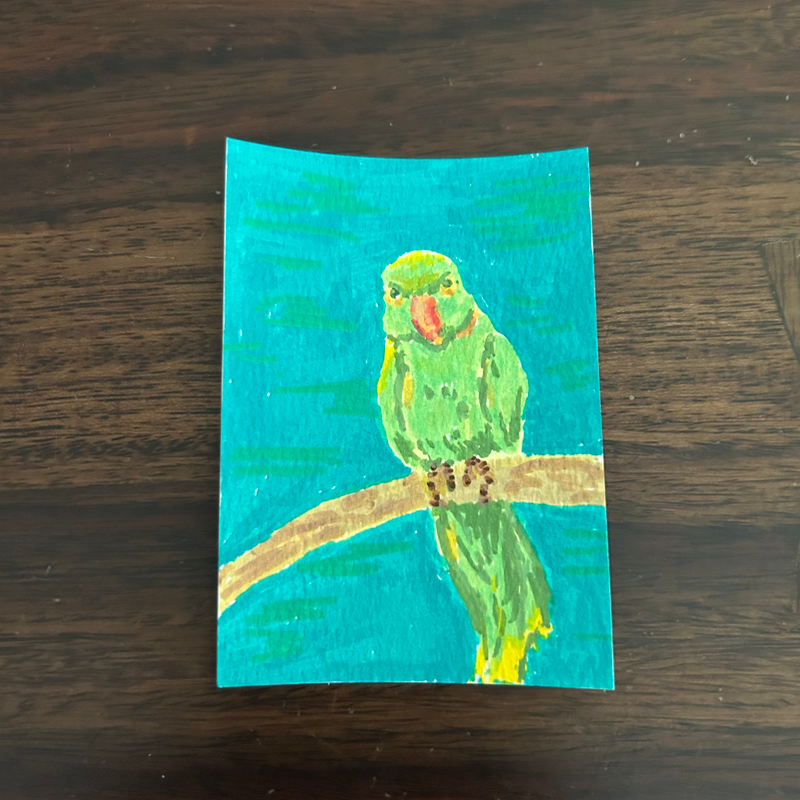 ACEO Original Bird Painting Set 2.5 x 3.5 Acrylic Marker two of three aceo art card