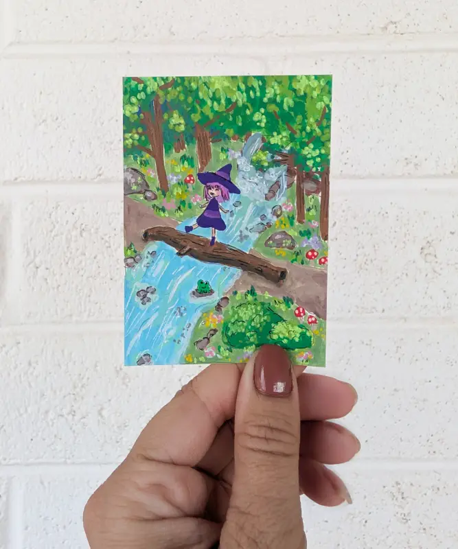 Summerween | A Frog, a Witch, and the Woods! - ArtsyConch aceo art card