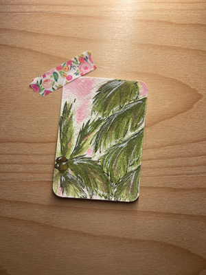 Pink Palm aceo art card thumbnail 1
