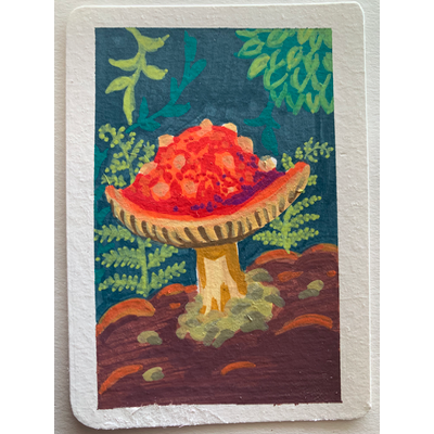 Whimsical nature forest mushroom aceo art card thumbnail 2