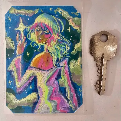 Touching the Stars aceo art card thumbnail 2