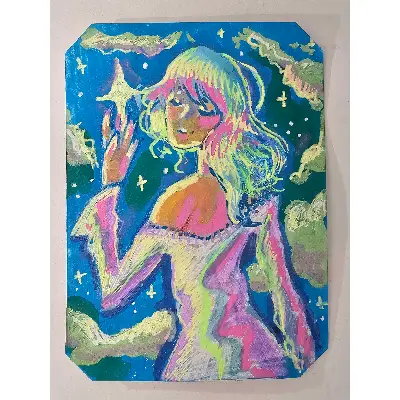 Touching the Stars aceo art card thumbnail 1