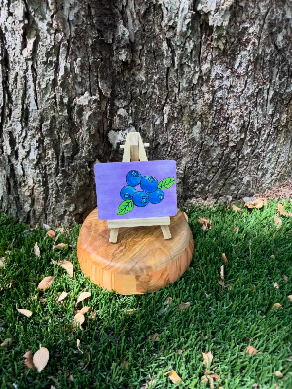 Blueberries: Five aceo art card
