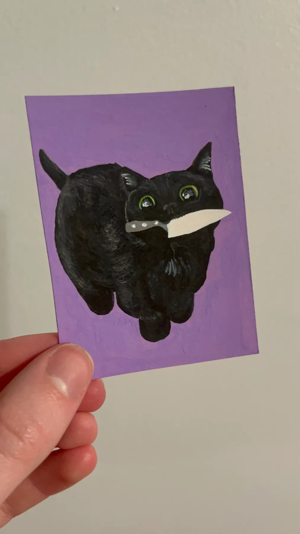 Silly Black Cat (2.5x3.5in) aceo art card
