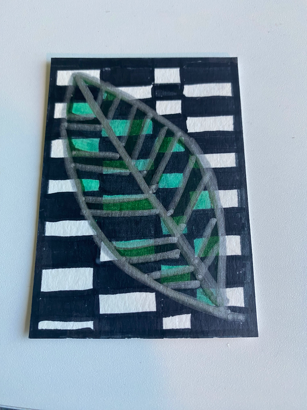 Checkered Leaf aceo art card