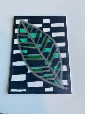 Checkered Leaf aceo art card thumbnail 1