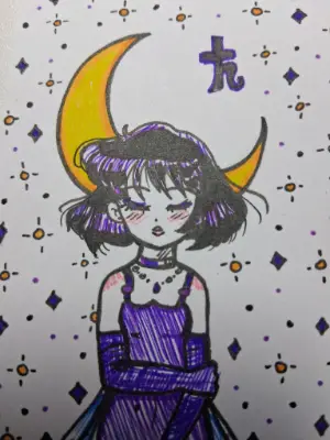 Rings and Saturn Things - Princess Saturn, Sailor Saturn of Sailor Moon aceo art card thumbnail 4