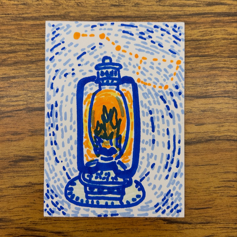 Big Dipper Folk Lantern aceo art card