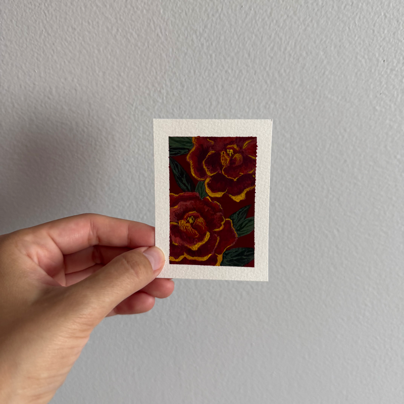 Original Floral ACEO | Botanical Houses #1/4 aceo art card