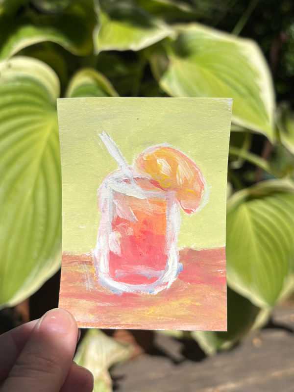 Original ACEO Tequila Sunrise Painting | Hand Painted Cocktail Miniature Art aceo art card