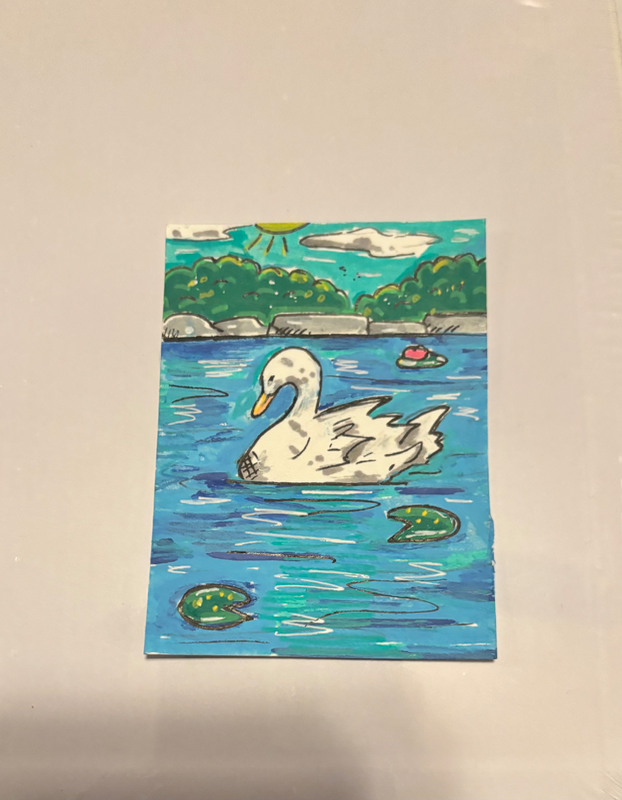 Swan in the Lake aceo art card