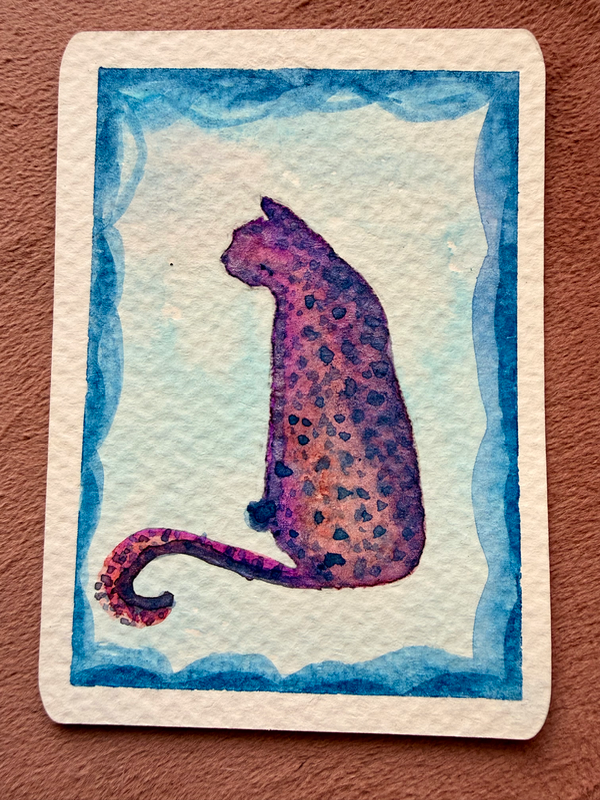 Purple Moon Cheetah aceo art card