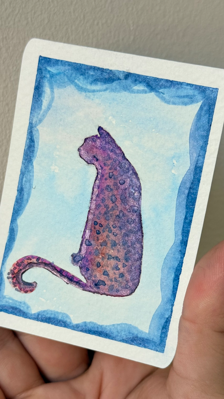 Purple Moon Kitty aceo art card