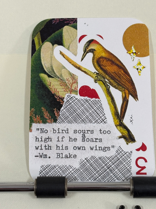 Bird Floral William Blake quote collage print by Mazerzine aceo art card