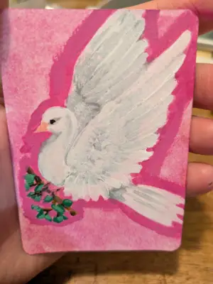 Pink dove aceo art card thumbnail 2