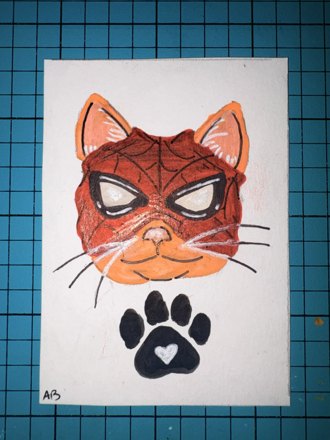 Spider-Cat aceo art card