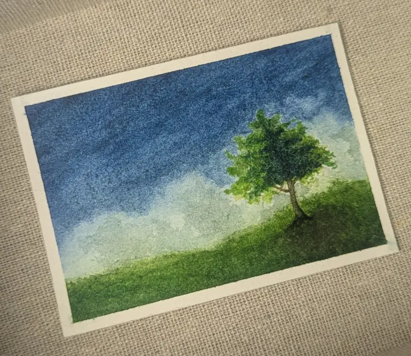 Backlit Tree aceo art card