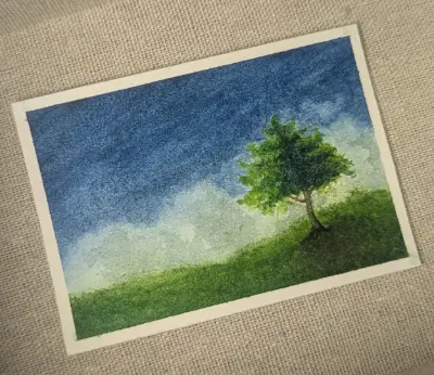 Backlit Tree aceo art card thumbnail 1