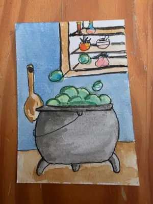 Witches Brew aceo art card thumbnail 1