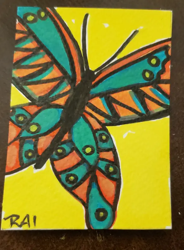 Warrior Butterfly aceo art card