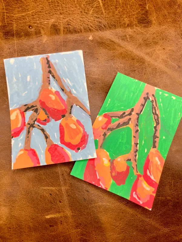 Fruit ACEOs | Set of 2 in the Abstract Fruit Collection aceo art card
