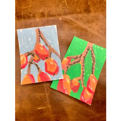 Fruit ACEOs | Set of 2 in the Abstract Fruit Collection aceo art card thumbnail 1