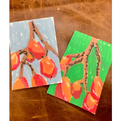 Fruit ACEOs | Set of 2 in the Abstract Fruit Collection aceo art card thumbnail 2