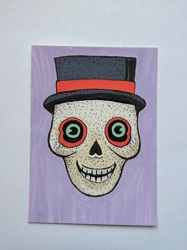 Vintage Skeleton aceo art card