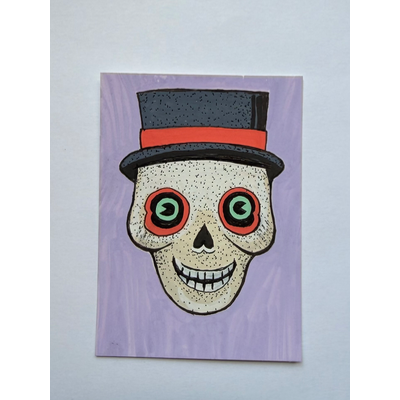 Vintage Skeleton aceo art card thumbnail 1